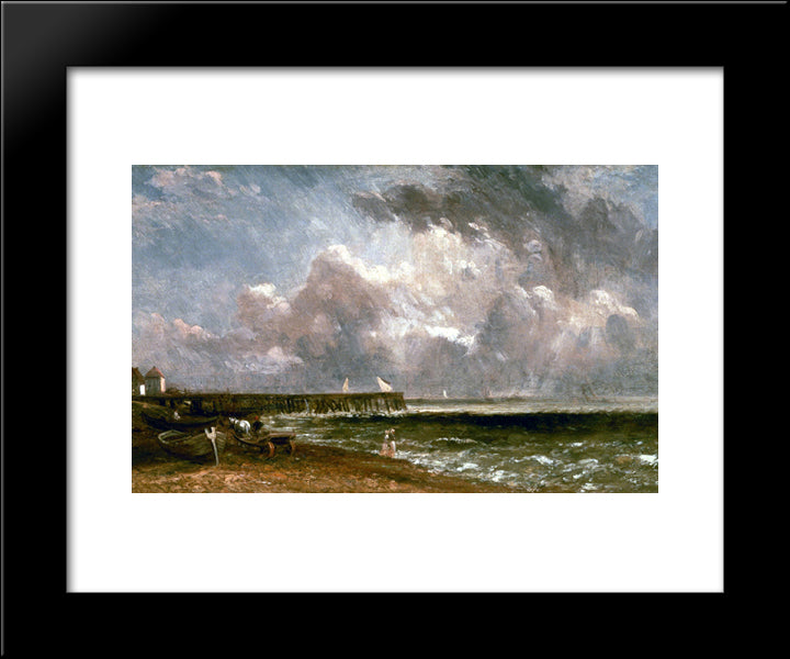 Yarmouth Pier 20x24 Black Modern Wood Framed Art Print Poster by Constable, John