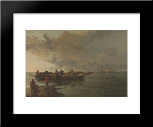 A Barge With A Wounded Soldier 20x24 Black Modern Wood Framed Art Print Poster by Crome, John