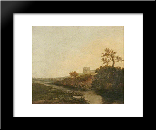 A Castle In Ruins, Morning 20x24 Black Modern Wood Framed Art Print Poster by Crome, John