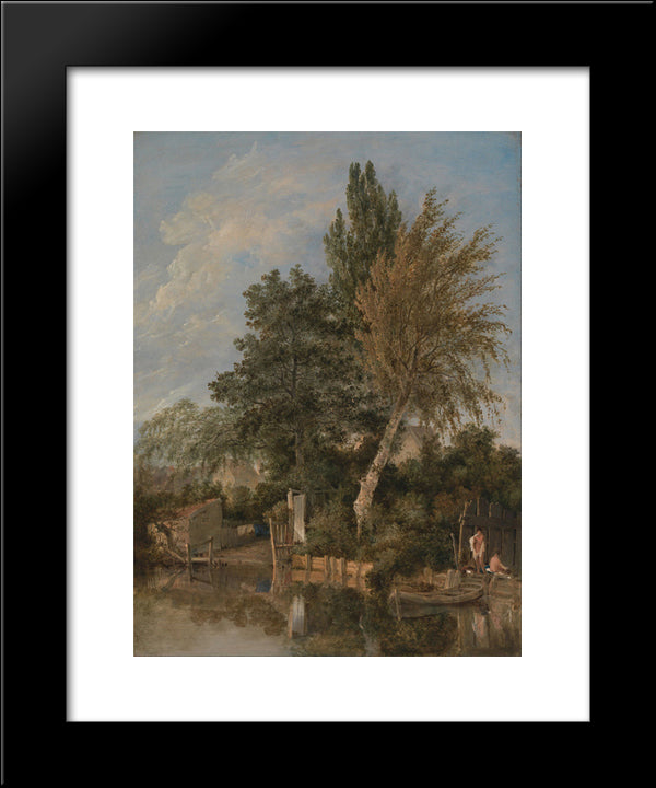 Boys Bathing On The River Wensum, Norwich 20x24 Black Modern Wood Framed Art Print Poster by Crome, John
