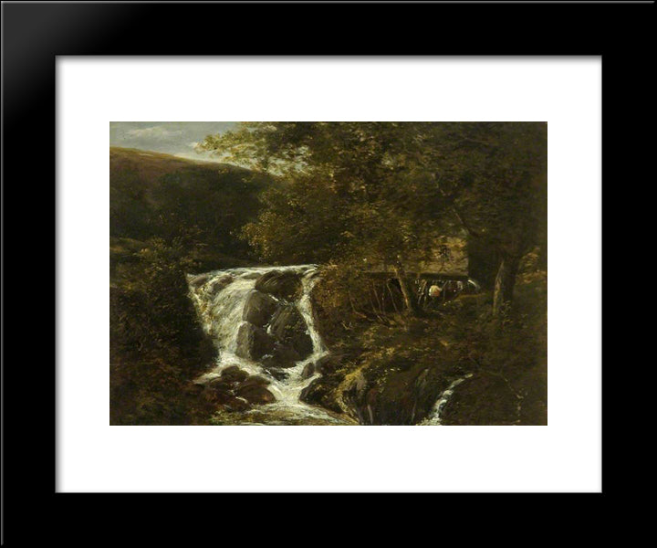 Landscape With A Waterfall Near Norwich, Norfolk 20x24 Black Modern Wood Framed Art Print Poster by Crome, John