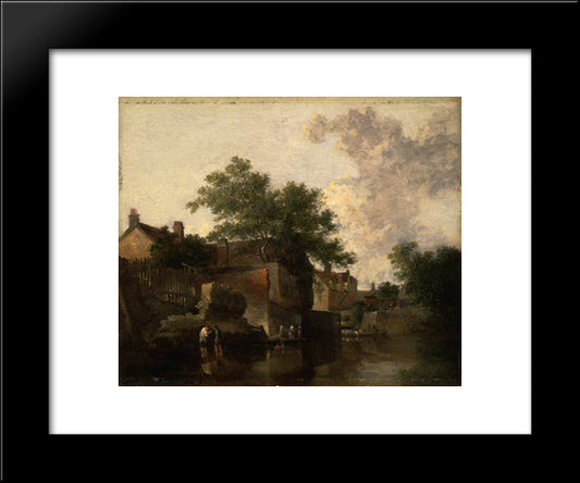 New Mills, Norfolk Men Wading 20x24 Black Modern Wood Framed Art Print Poster by Crome, John