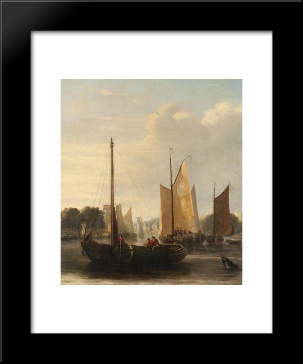 Sailing Barges 20x24 Black Modern Wood Framed Art Print Poster by Crome, John