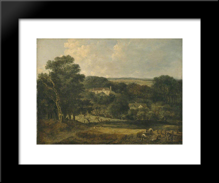 View Near Norwich With Harvesters 20x24 Black Modern Wood Framed Art Print Poster by Crome, John