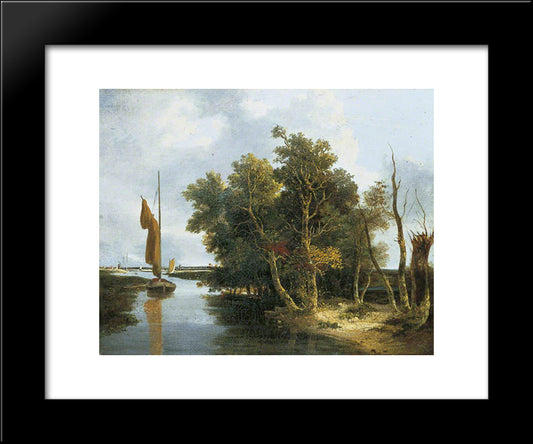 Wherries On The Yare 20x24 Black Modern Wood Framed Art Print Poster by Crome, John