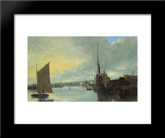 Yarmouth Harbour - Evening 20x24 Black Modern Wood Framed Art Print Poster by Crome, John
