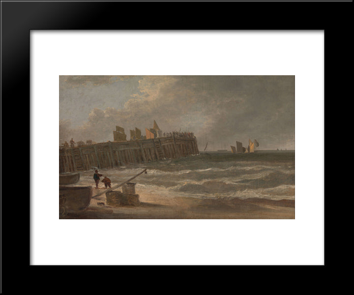 Yarmouth Jetty 20x24 Black Modern Wood Framed Art Print Poster by Crome, John