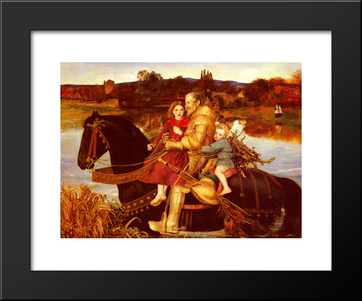 A Dream Of The Past Sir Isumbras At The Ford 20x24 Black Modern Wood Framed Art Print Poster by Millais, John Everett