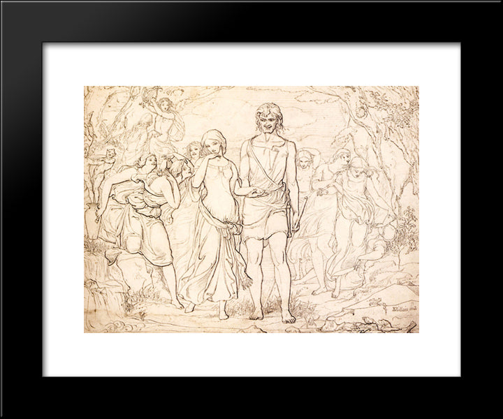 Cymon And Iphigenia, Study 20x24 Black Modern Wood Framed Art Print Poster by Millais, John Everett