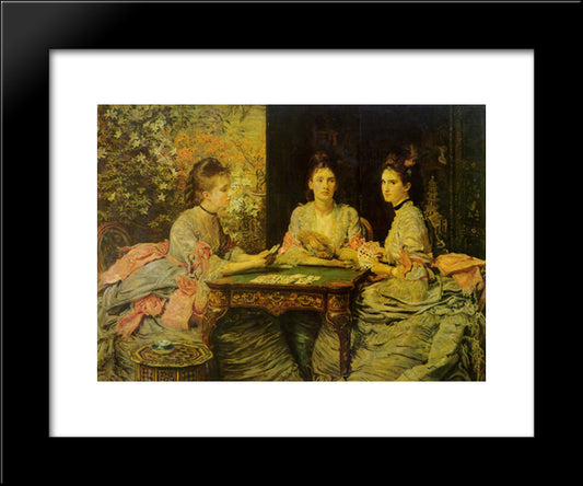 Hearts Are Trumps 20x24 Black Modern Wood Framed Art Print Poster by Millais, John Everett