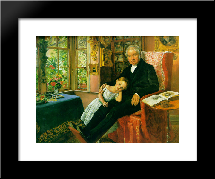 James Wyatt And His Granddaughter Mary 20x24 Black Modern Wood Framed Art Print Poster by Millais, John Everett