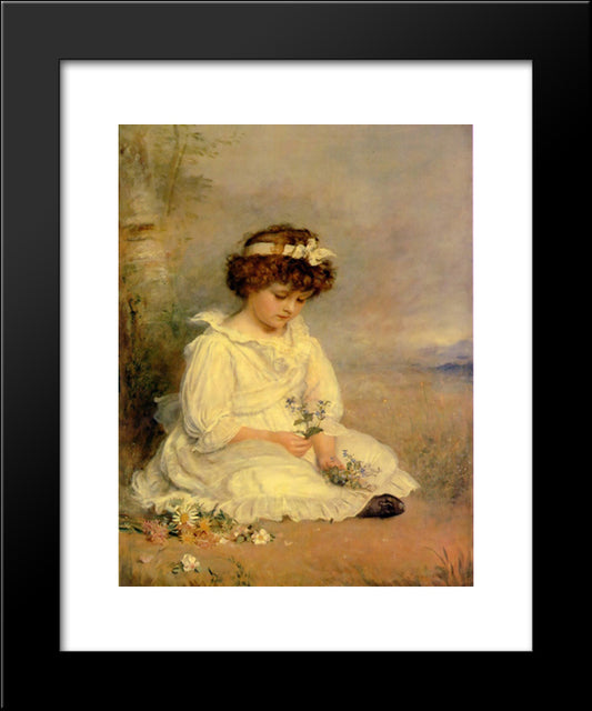 Little Speedwell'S Darling Blue 20x24 Black Modern Wood Framed Art Print Poster by Millais, John Everett