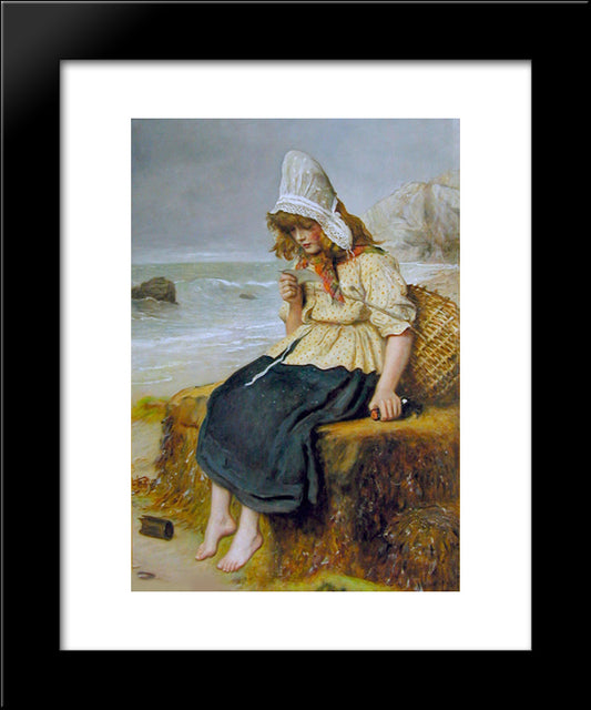 Message From The Sea 20x24 Black Modern Wood Framed Art Print Poster by Millais, John Everett