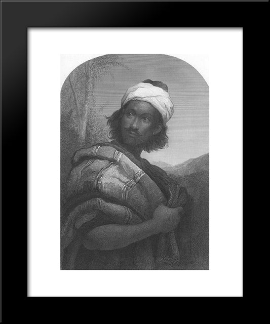 Moorish Chief Engraving 20x24 Black Modern Wood Framed Art Print Poster by Millais, John Everett