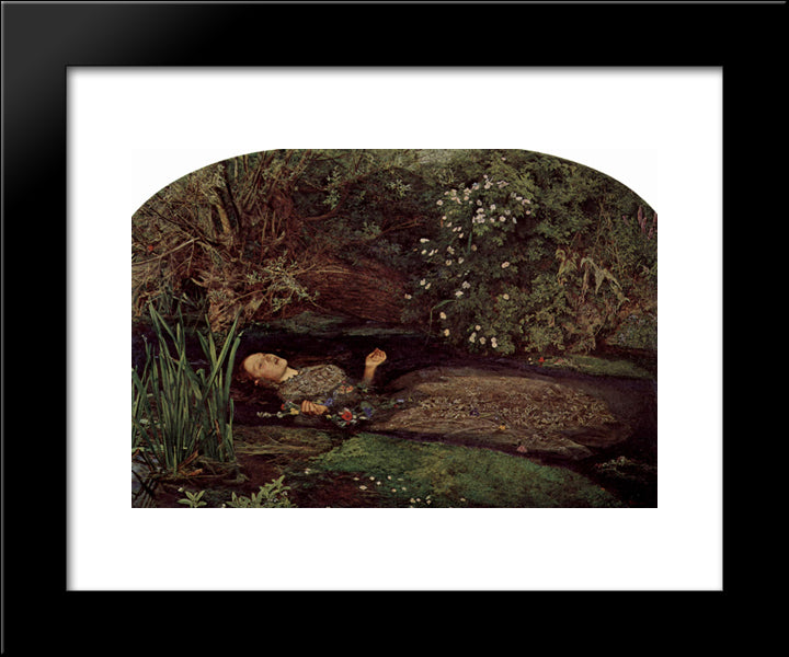 Ophelia 20x24 Black Modern Wood Framed Art Print Poster by Millais, John Everett