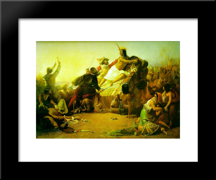 Pizarro Seizing The Inca Of Peru 20x24 Black Modern Wood Framed Art Print Poster by Millais, John Everett