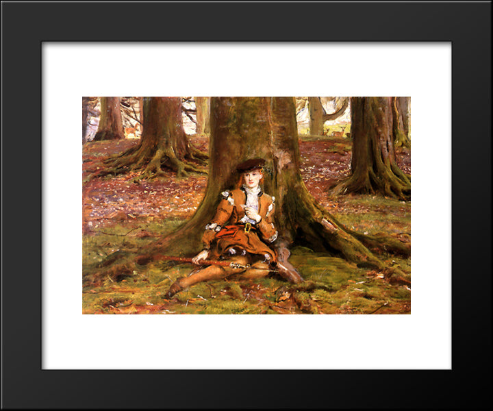 Rosalind In The Forest 20x24 Black Modern Wood Framed Art Print Poster by Millais, John Everett