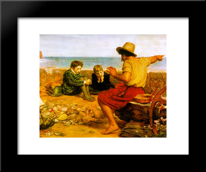 The Boyhood Of Raleigh 20x24 Black Modern Wood Framed Art Print Poster by Millais, John Everett