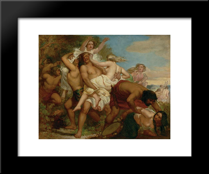 The Tribe Of Benjamin Seizing The Daughter Of Shiloh 20x24 Black Modern Wood Framed Art Print Poster by Millais, John Everett