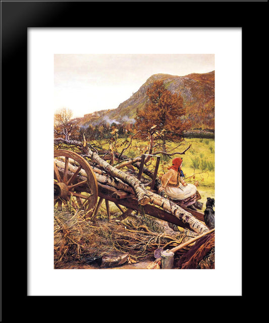 Winter Fuel 20x24 Black Modern Wood Framed Art Print Poster by Millais, John Everett