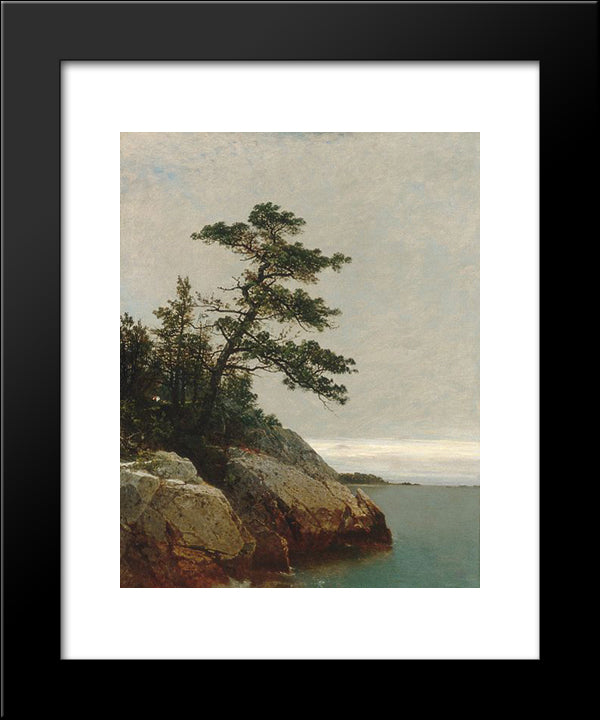The Old Pine, Darien, Connecticut 20x24 Black Modern Wood Framed Art Print Poster by Kensett, John Frederick