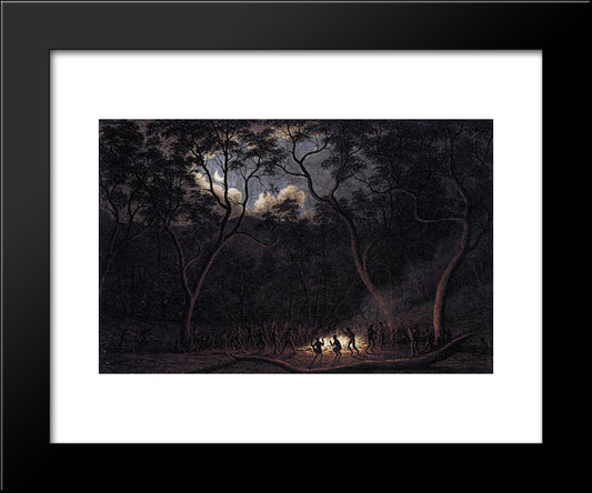 A Corroboree In Van Diemen'S Land 20x24 Black Modern Wood Framed Art Print Poster by Glover, John