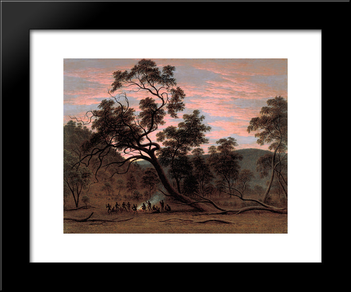 A Corroboree Of Natives In Mills Plains 20x24 Black Modern Wood Framed Art Print Poster by Glover, John