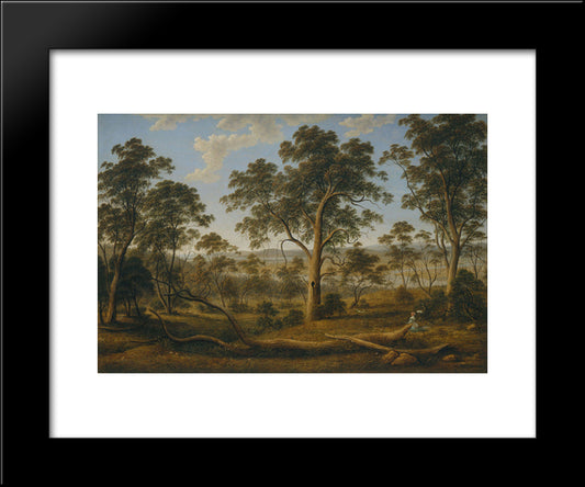 Launceston And The River Tamar 20x24 Black Modern Wood Framed Art Print Poster by Glover, John