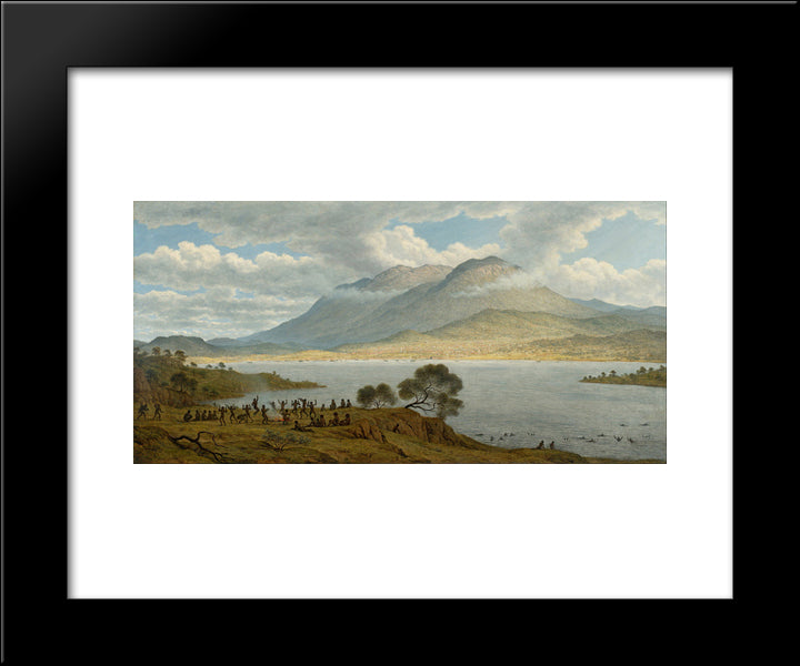 Mount Wellington And Hobart Town From Kangaroo Point 20x24 Black Modern Wood Framed Art Print Poster by Glover, John