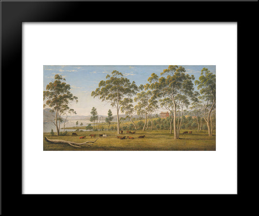 Mr Robinson'S House On The Derwent, Van Diemen'S Land 20x24 Black Modern Wood Framed Art Print Poster by Glover, John