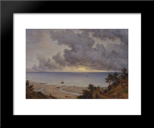 Sandown Bay, From Near Shanklin Chine, Isle Of Wight 20x24 Black Modern Wood Framed Art Print Poster by Glover, John