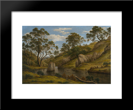 The Bath Of Diana, Van Diemen'S Land 20x24 Black Modern Wood Framed Art Print Poster by Glover, John