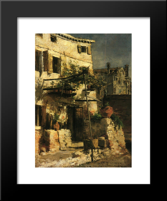 A Venetian Scene 20x24 Black Modern Wood Framed Art Print Poster by Twachtman, John Henry
