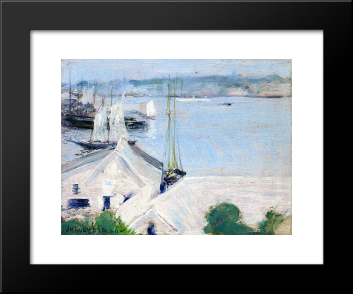 Boats At Anchor 20x24 Black Modern Wood Framed Art Print Poster by Twachtman, John Henry