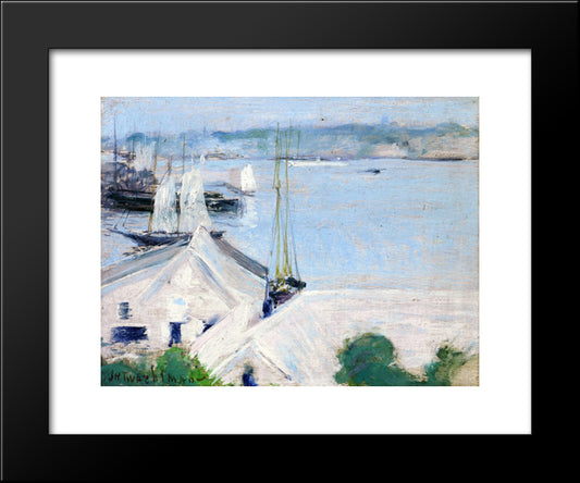 Boats At Anchor 20x24 Black Modern Wood Framed Art Print Poster by Twachtman, John Henry