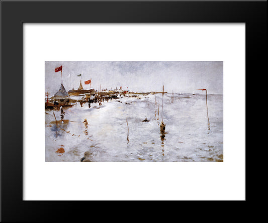 Coney Island From Brighton Pier 20x24 Black Modern Wood Framed Art Print Poster by Twachtman, John Henry