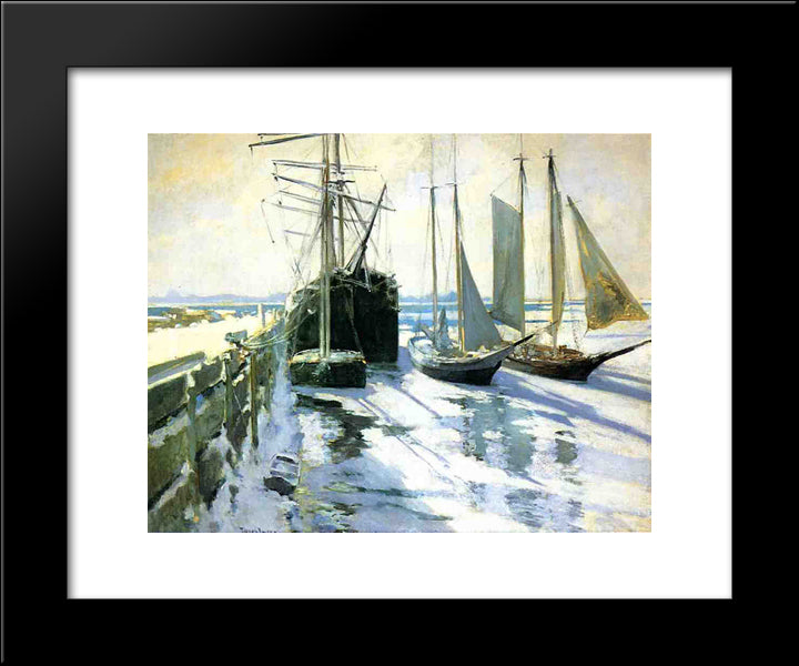 Connecticut Shore, Winter 20x24 Black Modern Wood Framed Art Print Poster by Twachtman, John Henry