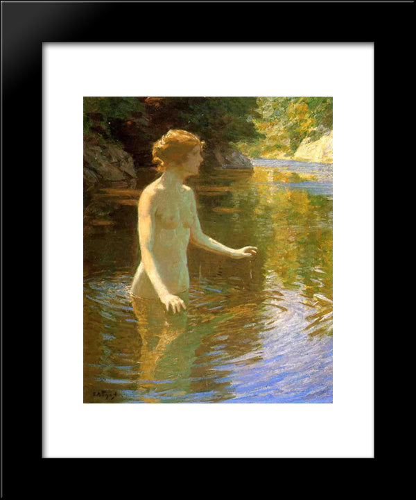 Enchanted Pool 20x24 Black Modern Wood Framed Art Print Poster by Twachtman, John Henry