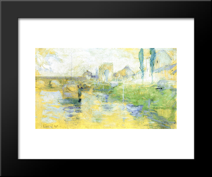 French River Scene 20x24 Black Modern Wood Framed Art Print Poster by Twachtman, John Henry