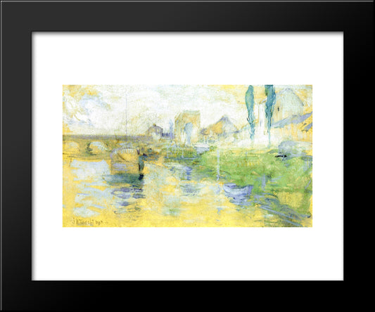 French River Scene 20x24 Black Modern Wood Framed Art Print Poster by Twachtman, John Henry