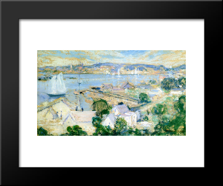 Gloucester Harbor 20x24 Black Modern Wood Framed Art Print Poster by Twachtman, John Henry