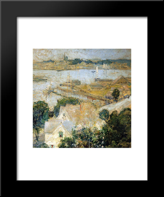 Gloucester Harbor 20x24 Black Modern Wood Framed Art Print Poster by Twachtman, John Henry