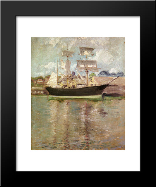 Gloucester Schooner 20x24 Black Modern Wood Framed Art Print Poster by Twachtman, John Henry