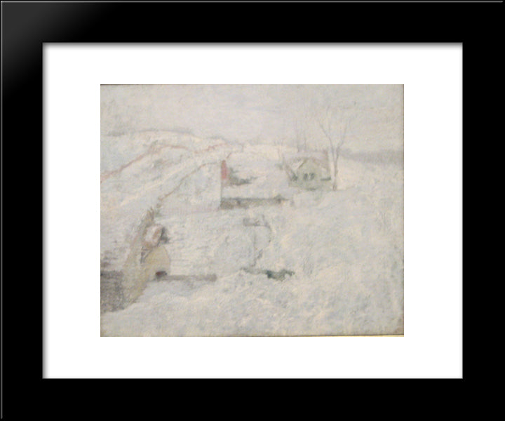 Greenwich Hills In Winter 20x24 Black Modern Wood Framed Art Print Poster by Twachtman, John Henry