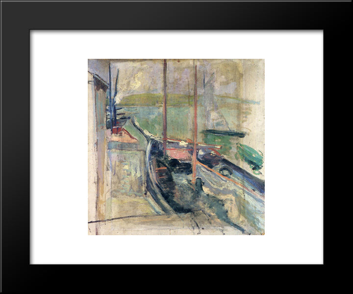 Harbor Scene 20x24 Black Modern Wood Framed Art Print Poster by Twachtman, John Henry
