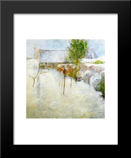 House In Snow 20x24 Black Modern Wood Framed Art Print Poster by Twachtman, John Henry