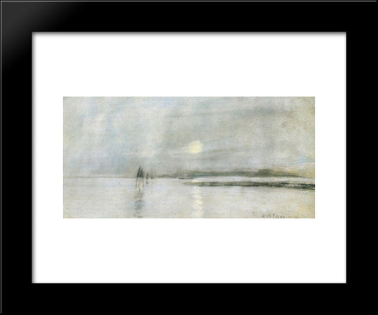 Moonlight, Flanders 20x24 Black Modern Wood Framed Art Print Poster by Twachtman, John Henry