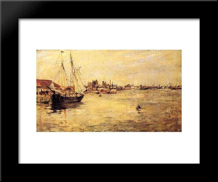 New York Harbor 20x24 Black Modern Wood Framed Art Print Poster by Twachtman, John Henry