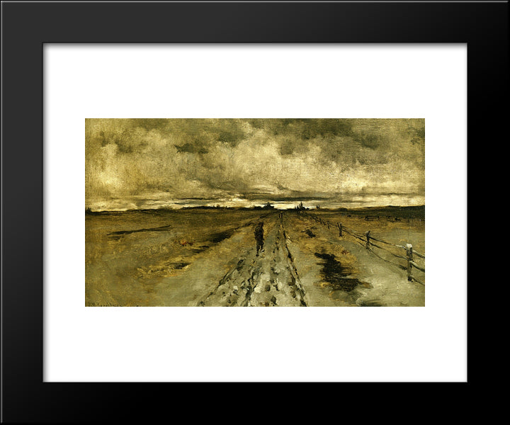 Road Scene, Cincinnati 20x24 Black Modern Wood Framed Art Print Poster by Twachtman, John Henry