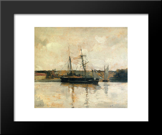 Sailing Boats, Dieppe Harbor 20x24 Black Modern Wood Framed Art Print Poster by Twachtman, John Henry